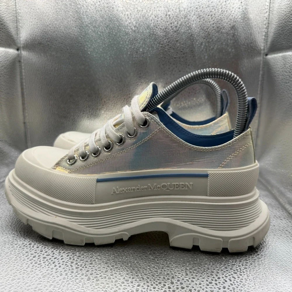 Size EU 37 Alexander McQUEEN Tread Slick Iridescent Leather Womens‎ Sneakers